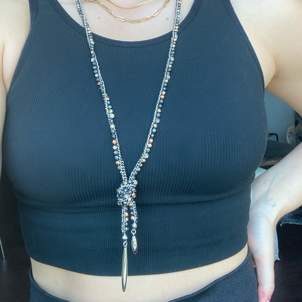 Silver knotted statement necklace